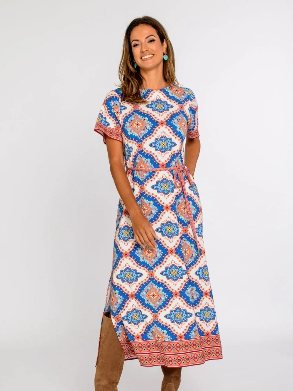 NWT ELIZABETH JAMES TESS MIDI DRESS- PATCHWORK